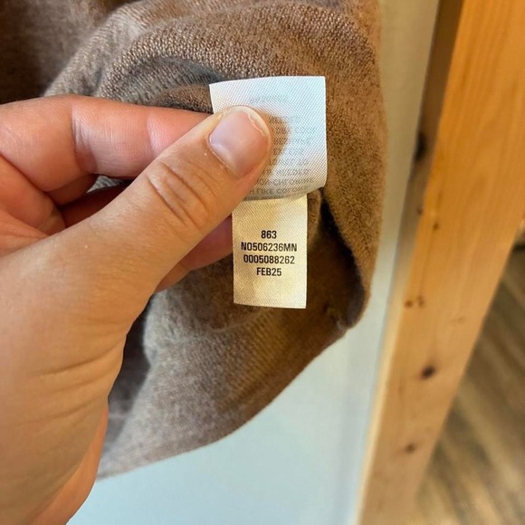 Nordstrum Merino Wool & Silk Camel & Cream Short-Sleeve Polo Sz Large - Picture 6 of 6